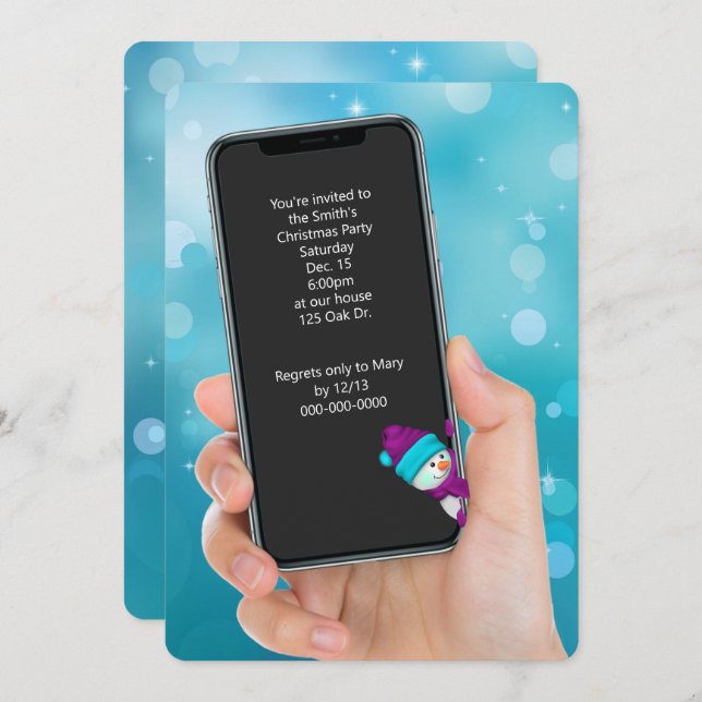 Invitation Message texte de fête de Noël (Devant / Derrière)