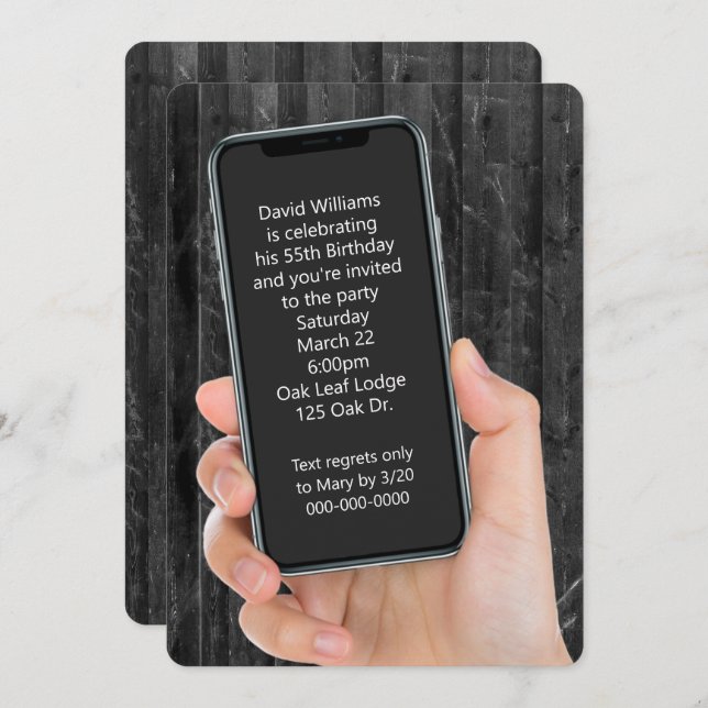 Invitation Message texte de la fête du 55e anniversaire (Devant / Derrière)