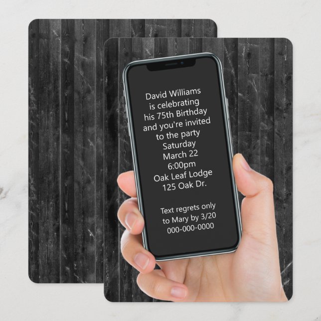 Invitation Message texte de la fête du 75e anniversaire (Devant / Derrière)