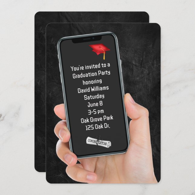 Invitation Message texte de la partie de diplôme (Devant / Derrière)