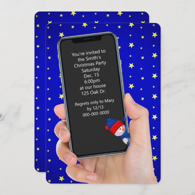 Invitation Message textuel de la fête de Noël (Devant / Derrière)