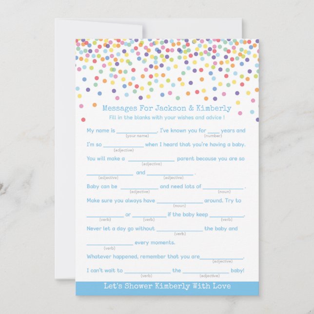 Invitation Messages pour que les parents soient baby shower (Devant)