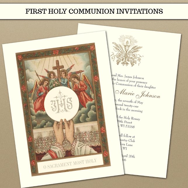 Invitation Messe sacerdotale de communion catholique (Créateur téléchargé)