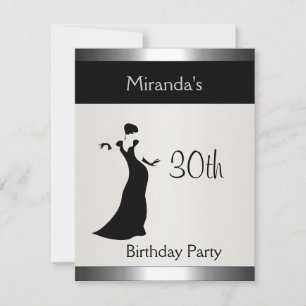 Invitation Metal Argent Anniversaire Fête Élégante Dame 2