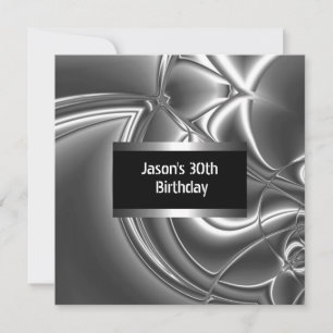 Invitation Metal Chrome Noir Style Argent Hommes 30th