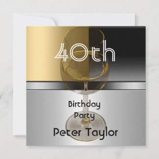 Invitation Métal doré argent Homme 40e anniversaire Homme