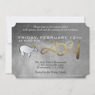 Invitation Metal Vietnamese Chinese Ox Année 2021