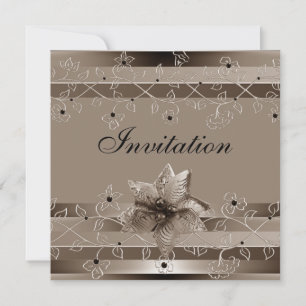 Invitation Métalique Ondulée Biege Or Déco