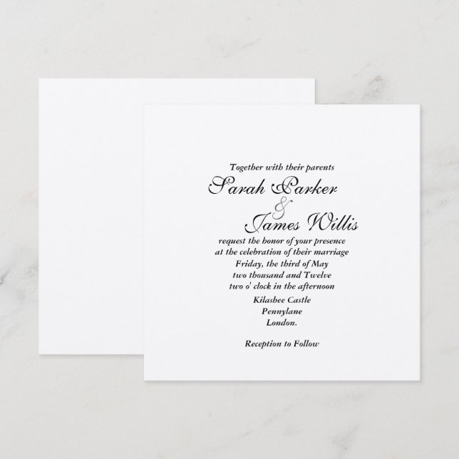 Invitation Métallique argenté - ajoutez vos propres (Devant / Derrière)