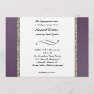 Invitation métallique et argentée pourpre de dîner