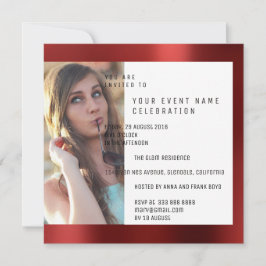 Invitation Métallique rouge rouge de partie de la géométrie