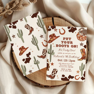 Invitation Mettez vos bottes sur Rodeo Boy fête d'anniversair