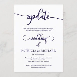Invitation Mettre à jour le script bleu de la marine Mariage