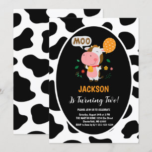 Invitation Meuh Meuh j'ai deux ans Fête d'anniversaire de vac