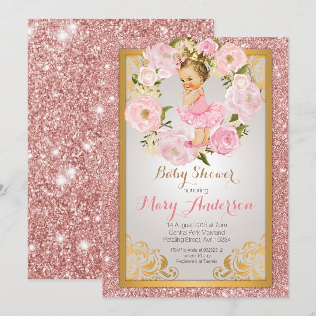 Invitation mexicain de princesse baby shower (Devant / Derrière)