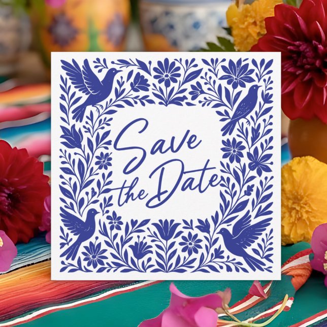 Invitation Mexicain Otomí Tenango Talavera Save the Date (Mexican Otomí Tenango Talavera Save the Date Invitation.)