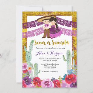 Invitation Mexicain Sexe Révéler Cactus Violet Floral