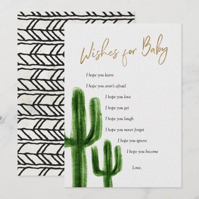 Invitation Mexicaine Cactus Wives for Baby Game Card (Devant / Derrière)