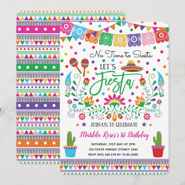 Invitation mexicaine de cactus de fête (Devant / Derrière)