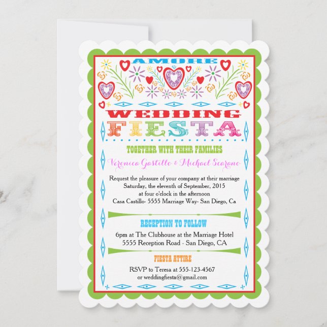 Invitation mexicaine de faire-part de mariage de (Devant)