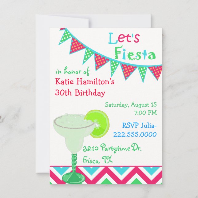 Invitation mexicaine de fête d'anniversaire de (Devant)