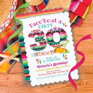 Invitation Mexicaine Fiesta Dirty 30 Papel Picado Birthday In