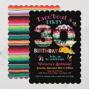 Invitation Mexicaine Fiesta Dirty 30 Papel Picado Birthday In