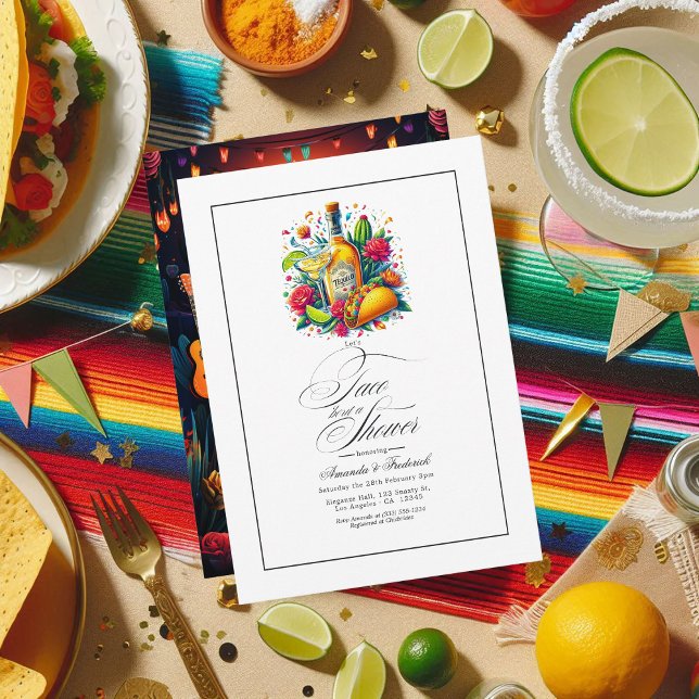 Invitation Mexicaine Fiesta Fun Tacos & Tequila Couple Douche (Mexican Fiesta Fun Tacos and Tequila Couple’s Shower Invitation)