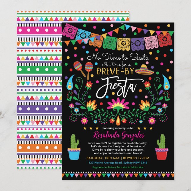 Invitation Mexicaine Fiesta Nacho Conduite Moyenne Par Baby s (Devant / Derrière)