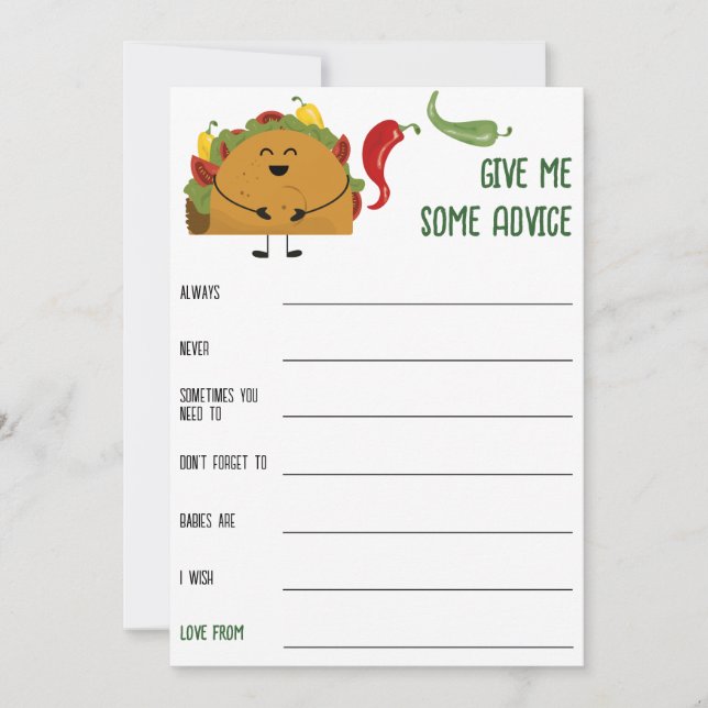Invitation mexicaine fiesta taco baby shower conseil jeu (Devant)
