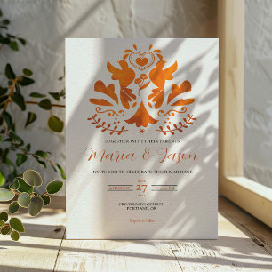 Invitation Mexicaine Orange Moderne Minimaliste Mariage éléga