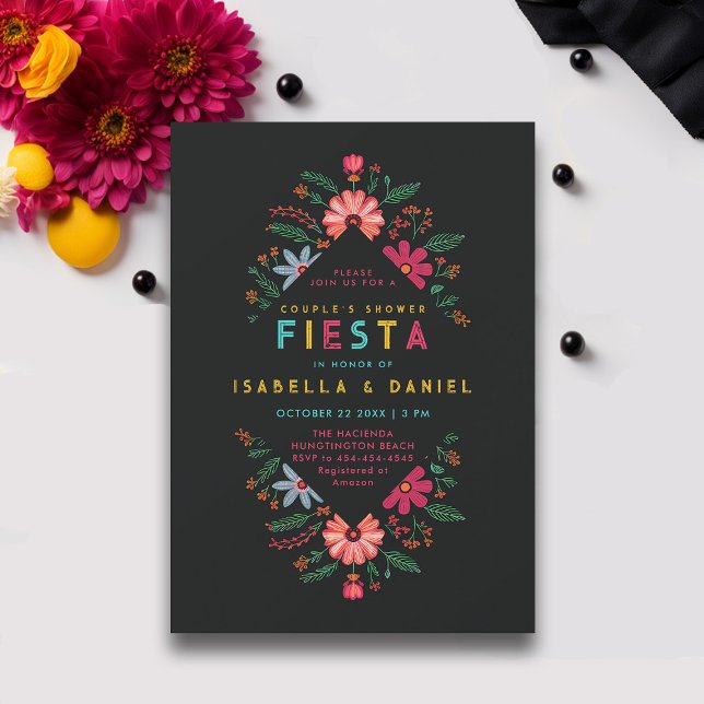Invitation Mexicaine Rancho Fiesta Rustique Mariage Couple Do (rancho mexican wedding couple shower invitation hacienda bright flowers elegant coed fiesta)
