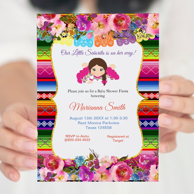 Invitation Mexicaine rose senorita Fiesta Baby shower fille (Créateur téléchargé)