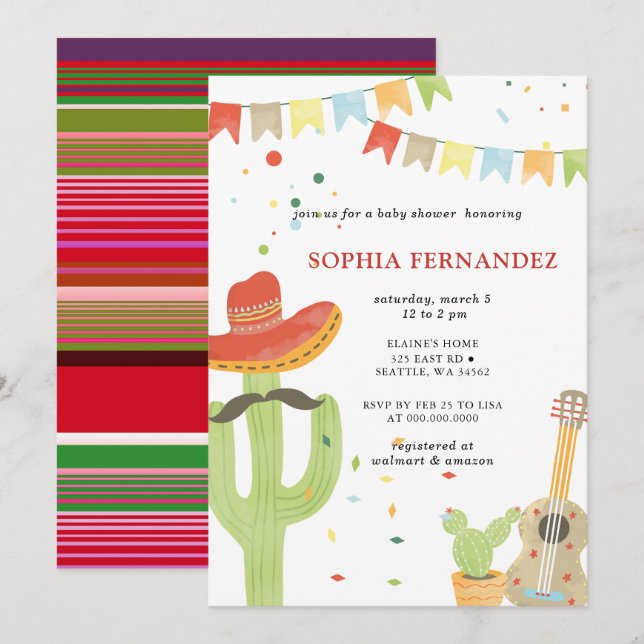 Invitation Mexican Fiesta Gender Neutral Baby Shower (Devant / Derrière)