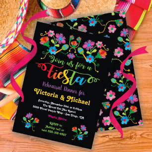 Invitation Mexican Fiesta Rehearsal Dîner with embroidery