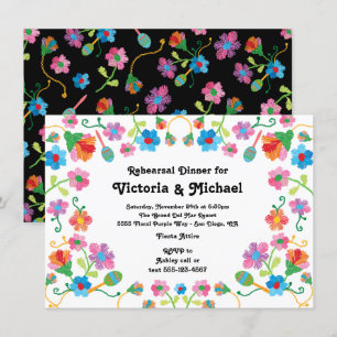 Invitation Mexican Fiesta Rehearsal Dîner with embroidery