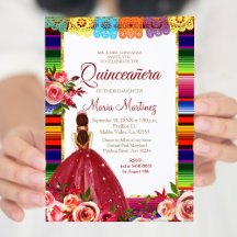 Mexican Floral Quinceañera Invite