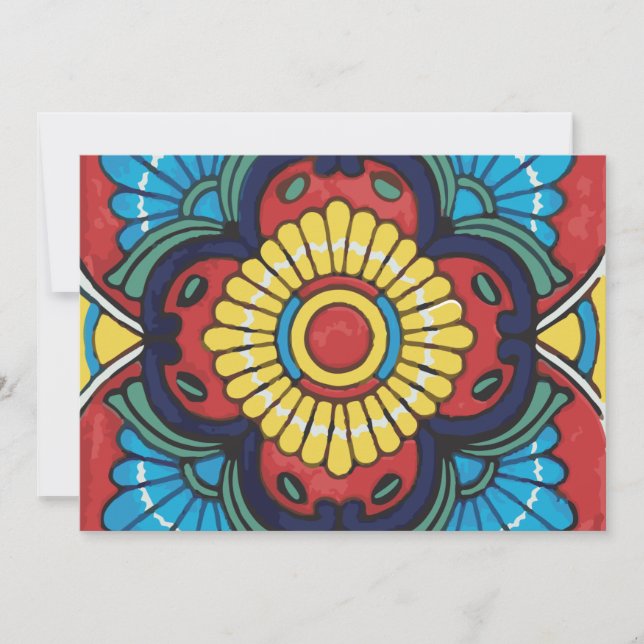 Invitation Mexican red talavera tile (Devant)