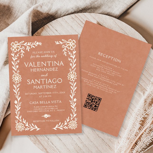 Invitation Mexican Talavera Terracotta Floral Boho Wedding (Créateur téléchargé)