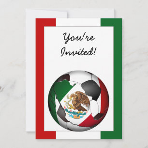 Invitation Mexique balle de football avec drapeau couleurs Ar