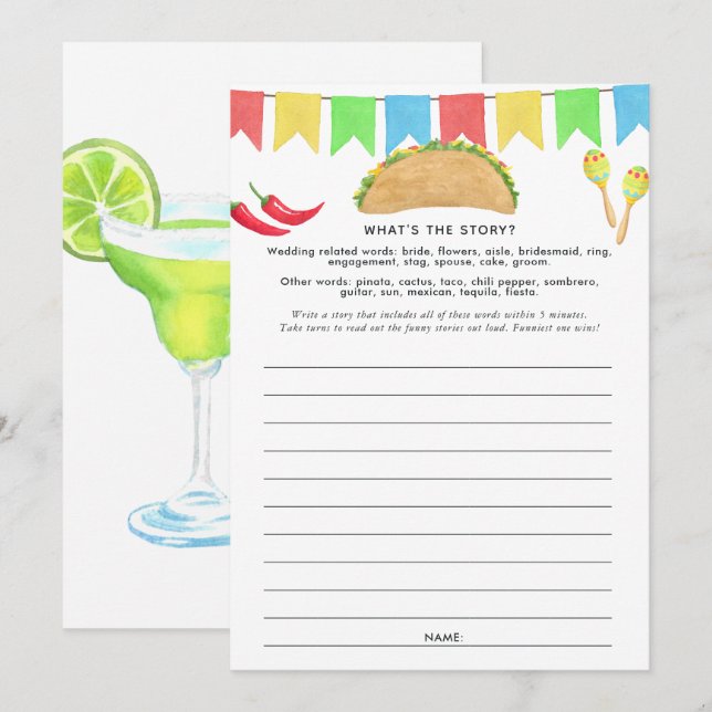 Invitation Mexique Fiesta Taco Jeu (Devant / Derrière)