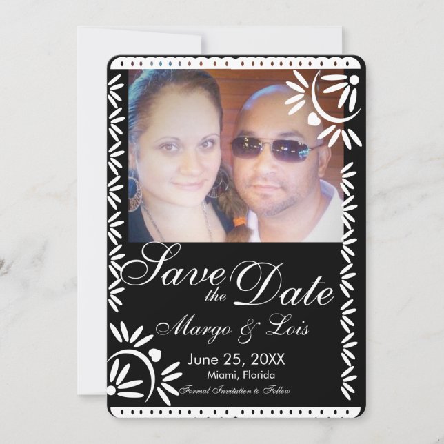 Invitation Mexique Florals Papel Picado Enregistrer la date (Devant)