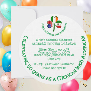 Invitation Mexique Irlande États-Unis Drapeau Shamrock