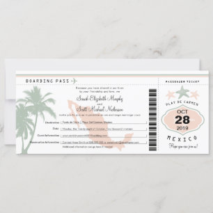Invitation Mexique Palm Tree Starfish Passe Mariage dans