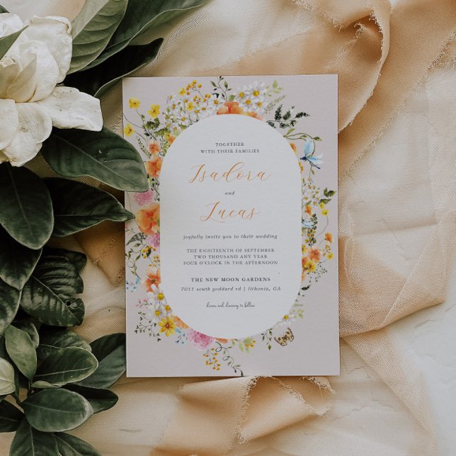 Invitation Mi-été | Mariage romantique des fleurs d'automne (Créateur téléchargé)