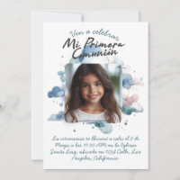 Mi Primera Comunión con foto Spanish Aquarelle