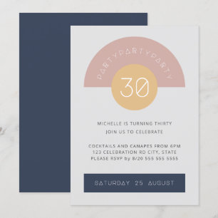 Invitation Mi-siècle moderne gris bleu Geo 30e anniversaire