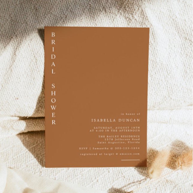 Invitation Mia - Boho Burnt Orange Minimalist Bridal Shower (Créateur téléchargé)