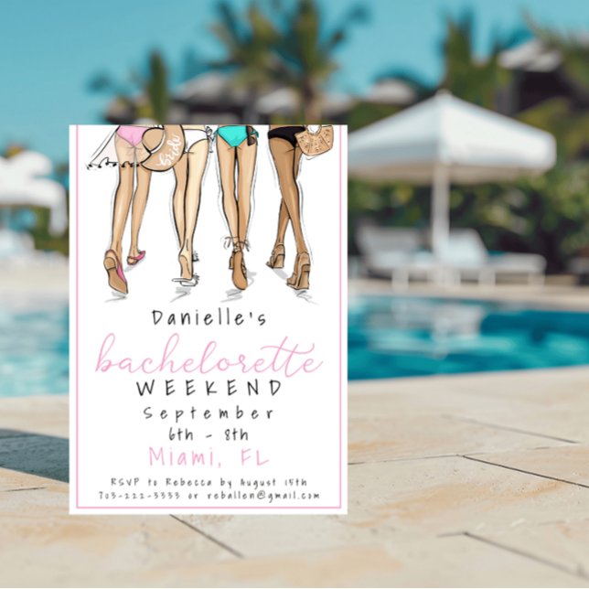 Invitation Miami Bachelorette Party Weekend Bikini mode (Créateur téléchargé)