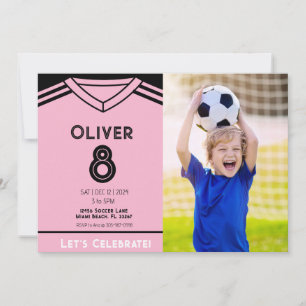 Invitation Miami Pink Soccer Photo Anniversaire Fête Invitati